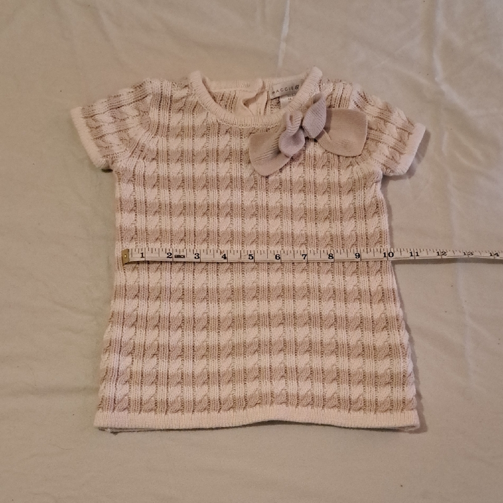 🙈Maggie & Zoe Cream Knit Tee with Bow Baby Ready